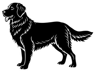  golden retriever dog black silhouette vector, Simple silhouette Design vector icon with white background. Puppy vector, Baby dog 