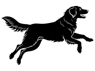  golden retriever dog black silhouette vector, Simple silhouette Design vector icon with white background. Puppy vector, Baby dog 