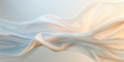Translucent Beige and Blue Abstract Fabric Waves