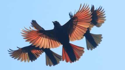 Fototapeta premium Majestic Flight of Red-winged Blackbirds