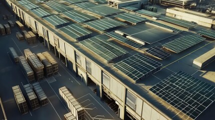 Solar panels on industrial building