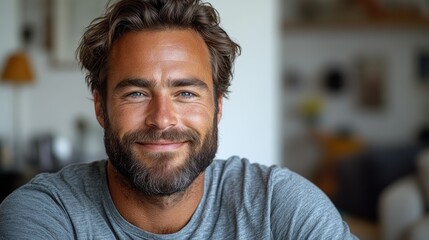 Obraz premium A close-up shot of a man's face with a long beard, suitable for use in editorial or commercial contexts where a masculine or vintage look is desired