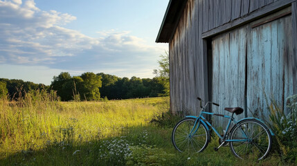 Naklejka premium Rustic Barn with Vintage Bicycle