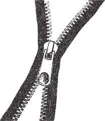 Zipper vintage y2k stipple art, line halftone stipple brutalist retro vector png with transparent background, fasten 2000s aesthetic photocopy effect tattoo © HoneyPunch