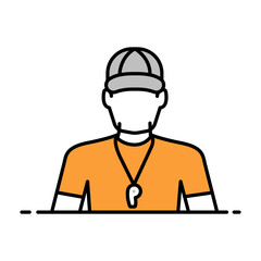 Fitness Coach Icon. Personal Trainer and Guidance Illustration for Fitness and Wellness.