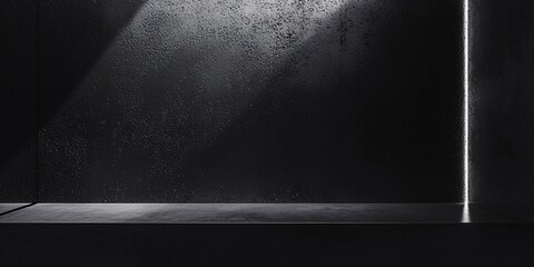 Obraz premium Textured Black Wall with Subtle Lighting Background with subtle lighting highlighting the wall’s rough surface