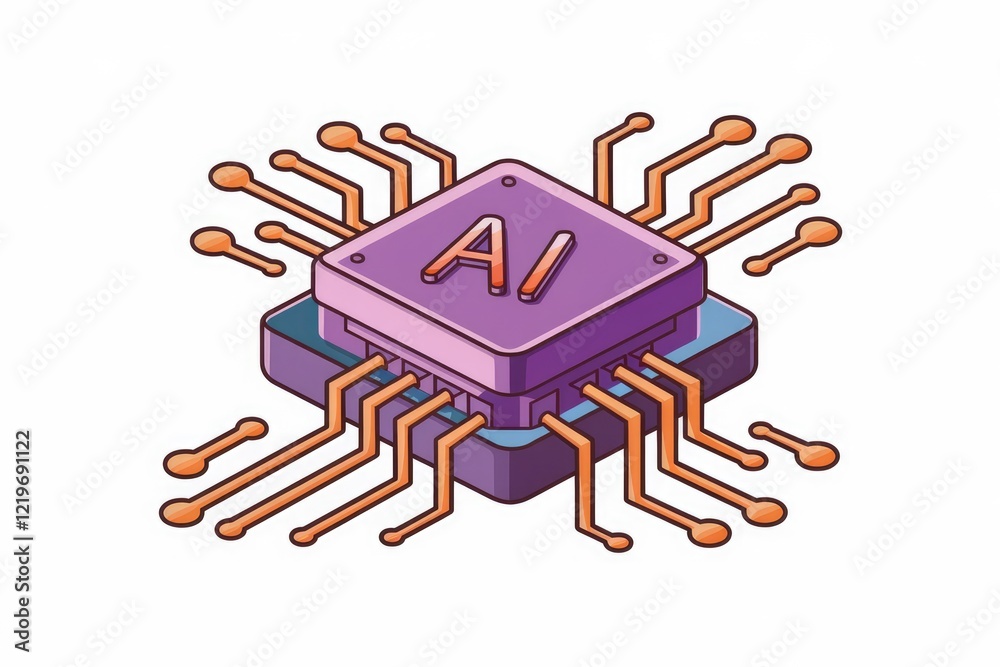 Aufkleber ai microchip, symbolizing artificial intelligence and technological advancement.
