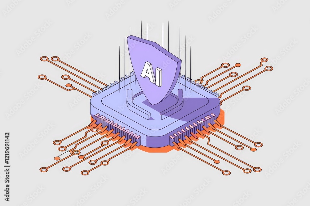 Poster ai security system protects the microchip, ensuring data safety and preventing cyber threats.