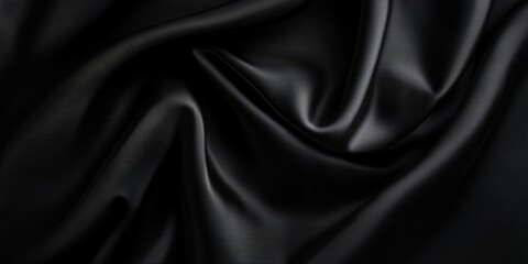 Obraz premium Black Draped Fabric Background with Smooth Texture featuring smooth, flowing draped fabric with soft highlights