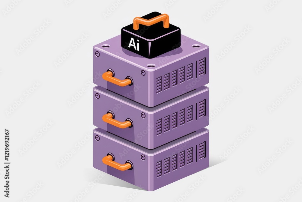 Poster AI-powered server stack, representing powerful data processing and artificial intelligence capabilities.