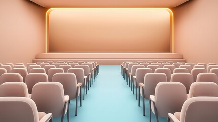 Fototapeta premium Modern auditorium seating arranged for an upcoming performance.