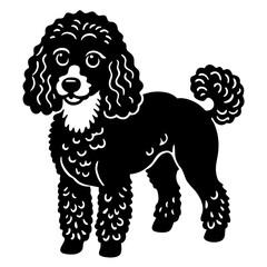 poodle dog black silhouette vector, Simple silhouette Design vector icon with white background. Puppy vector, Baby dog 
