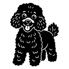 poodle dog black silhouette vector, Simple silhouette Design vector icon with white background. Puppy vector, Baby dog 