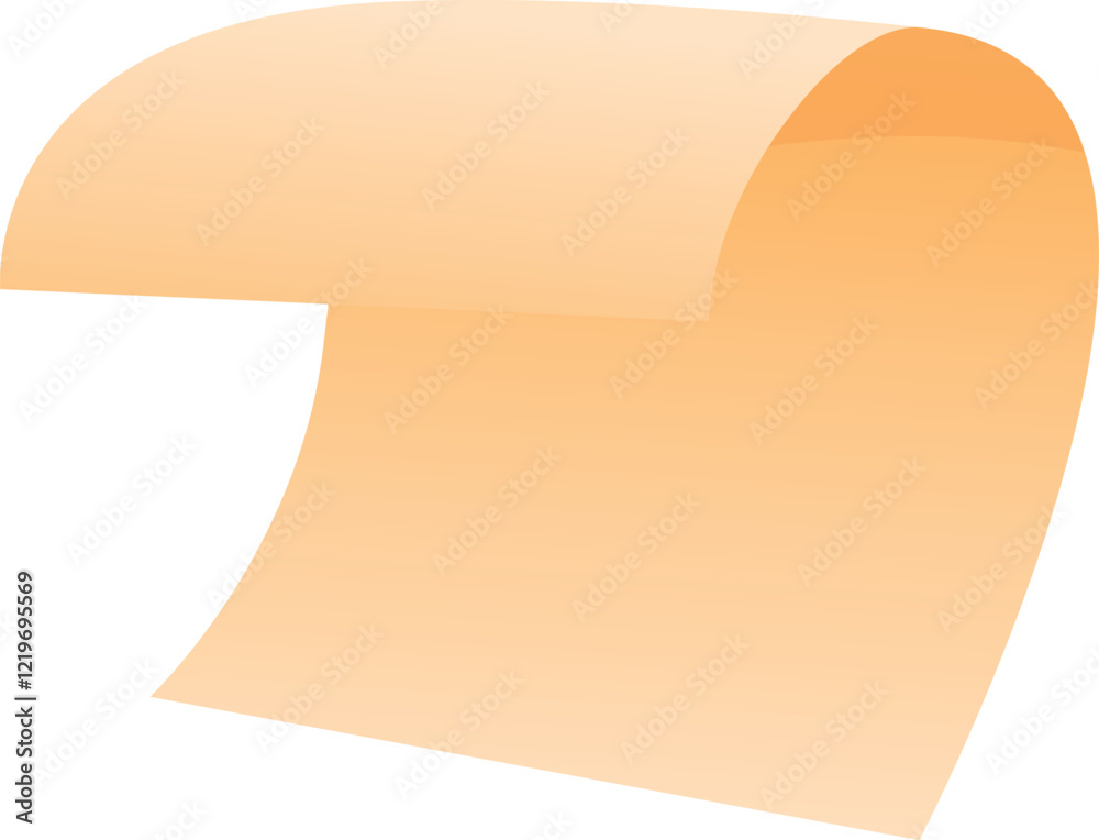 Poster curved sheet of light orange paper creating a dynamic and wavy visual effect
