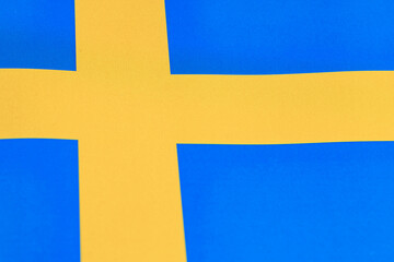 Swedish national flag with blue and yellow cross design
