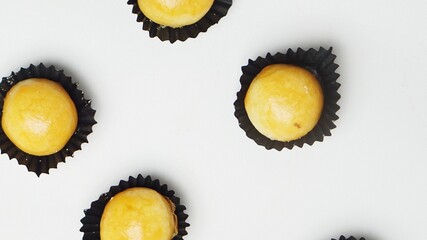 top view kue nastar or pineapple tart. indonesian eid snack (kue lebaran) isolated on white background