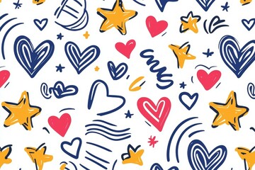 Colorful pattern of hearts and stars