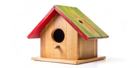 Wooden Birdhouse on White Background