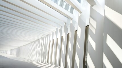Fototapeta premium Architectural marvel: Sunlit Modern White Corridor