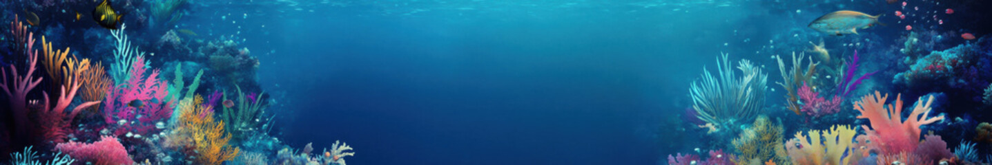 Abstract background with underwater theme, web site header or footer template