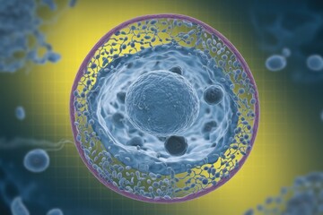 Microscopic View of Fertilization: A 3D Rendering of an Egg Cell and Sperm