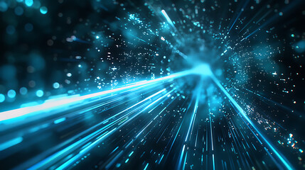 Obraz premium Abstract Blue Light Rays and Particles Background