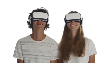 Teenagers Enjoying Virtual Reality Adventures with Friends in a Modern Digital World