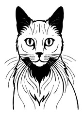 Cat . Animal black and white illustration . Logo design, for use in graphics.