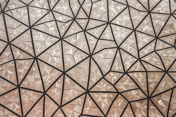 A geometric pattern of black lines creating a grid of beige triangles