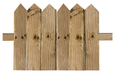 Fragment of a wooden fence made of old boards on an isolated background