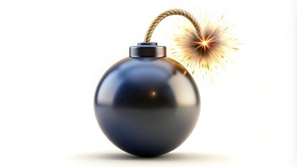 Black Bomb with Lit Fuse