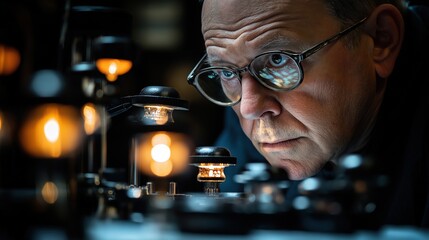 Medical personnel in protective suits examine viruses under a microscope, actively engaged in controlling and studying infectious diseases. created by ai