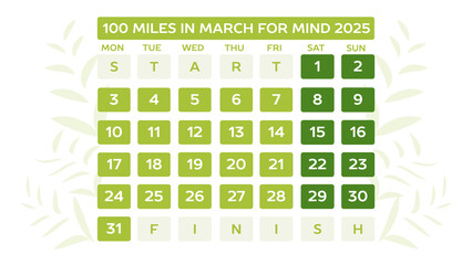 100 Miles in March for Mind banner, background