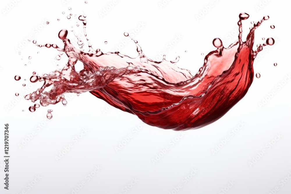 Poster dynamic splash of red liquid creating artful patterns in mid-air. generative ai