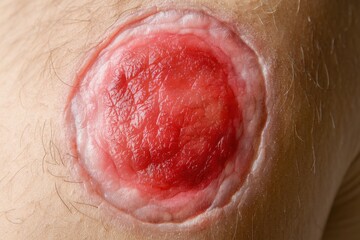 Fototapeta premium Close-up Image of a Healing Wound on Human Skin
