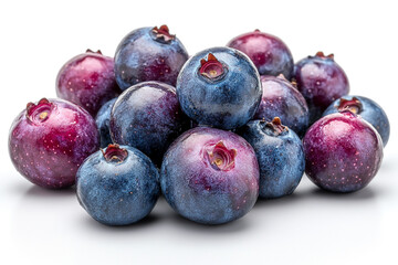 Obraz premium A Cluster of Fresh Ripe Blueberries Isolated on White