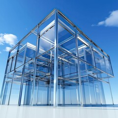 modern architectural building with an open-concept design, featuring large windows, clean lines, and sustainable construction elements