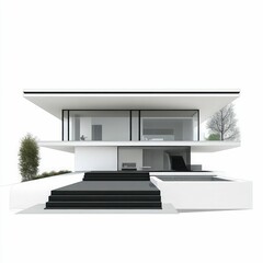 modern architectural building with an open-concept design, featuring large windows, clean lines, and sustainable construction elements