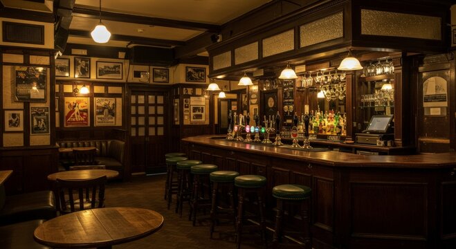 Old bar scene. Traditional or British style bar or pub	