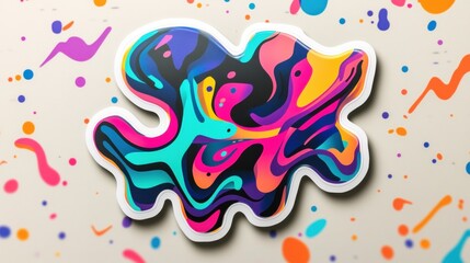 Naklejka premium Vibrant Abstract Colorful Liquid Swirl Sticker Design Element on Bright Background