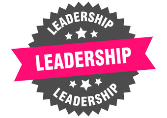 leadership. leadership round pink label isolated on transparent background
