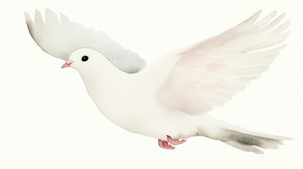 Obraz premium Graceful white dove in flight - symbol of peace and hope in watercolor art