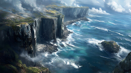 Obraz premium dramatic aerial drone rugged landscape