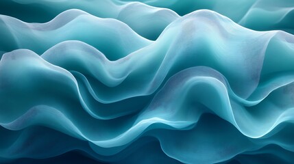Obraz premium Abstract Teal Fabric Waves Gentle Undulation Texture