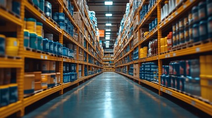 Perspective View of Warehouse Storage Aisle