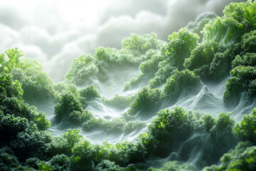 Kale Landscape A Misty Green Vegetable Scene