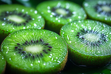 Juicy Slices Of Fresh Green Kiwi Fruit