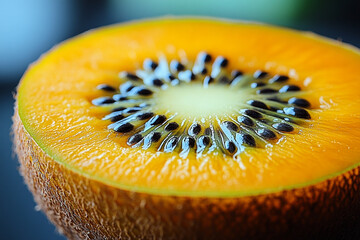 Golden Kiwi Slice Close Up Detailed View