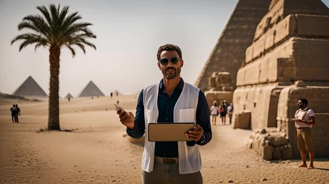 Tour guide to the Egyptian pyramids.