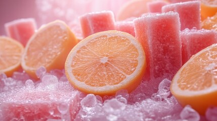 Frozen Pink Grapefruit Popsicles with Orange Slices